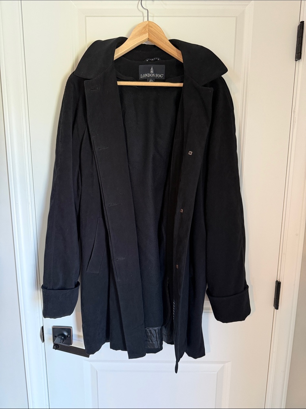 London Fog ladies Black Coat - Classic Trench Style